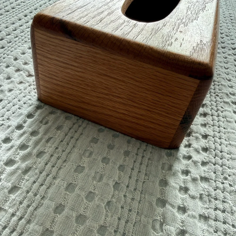 Wooden Tissue Box Cover - Natural Brown
